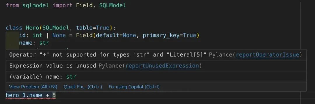SQLModel example: one class for table model and API validation