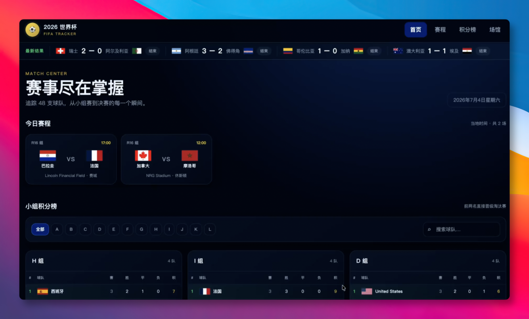 World Cup tracker built with Fable model