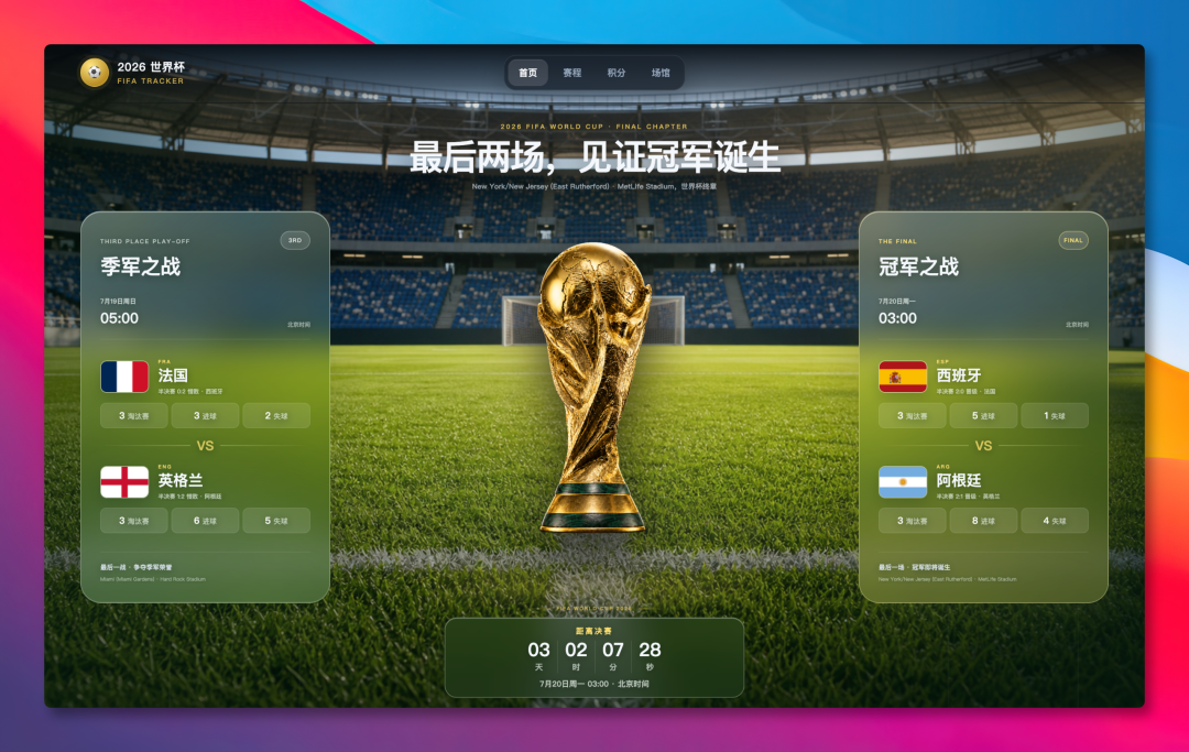 World Cup tracker redesigned by Kimi K3