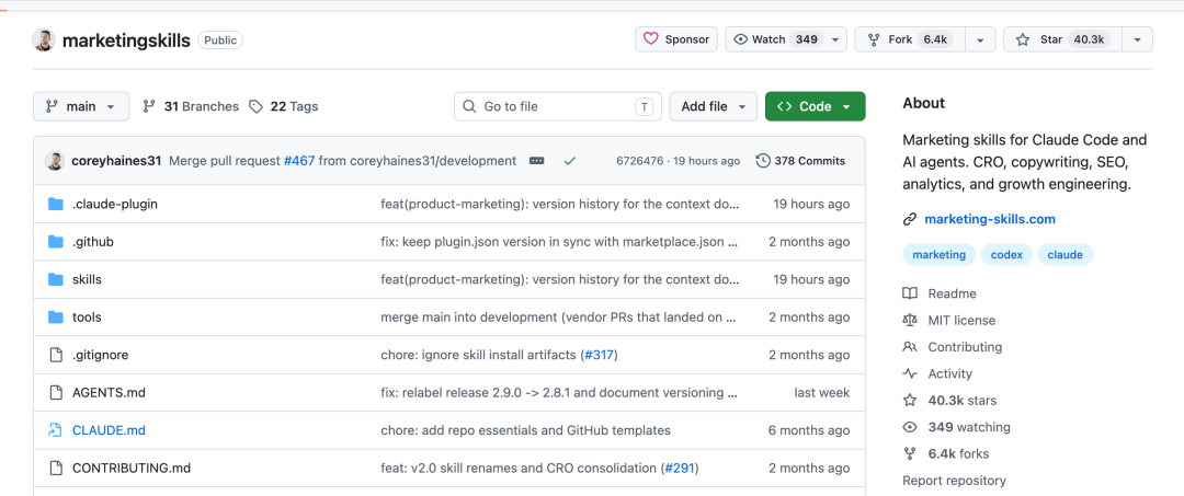 marketingskills GitHub repo with 40.3K stars
