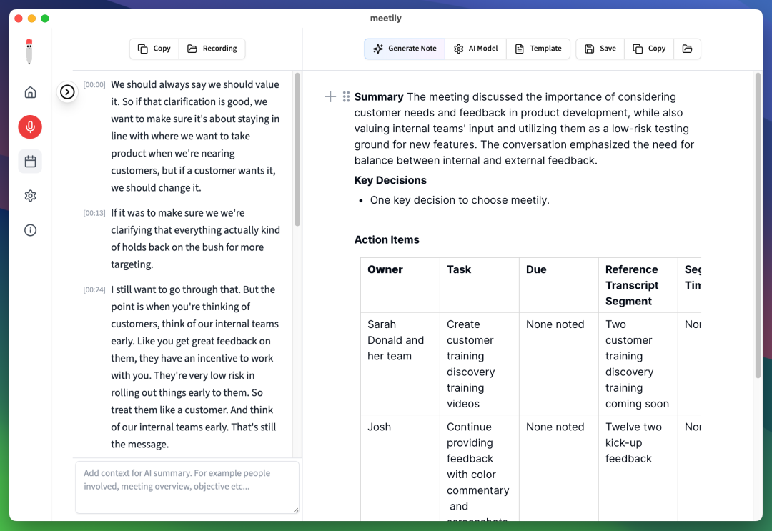 Meetily six built-in meeting summary templates